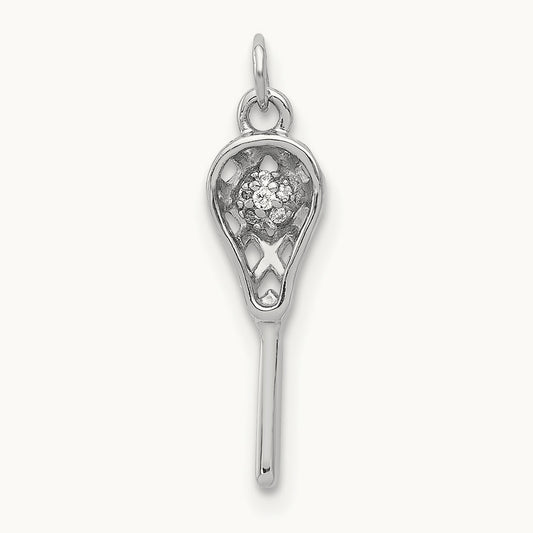 Diamond Lacrosse Stick Pendant, 14K White Gold
