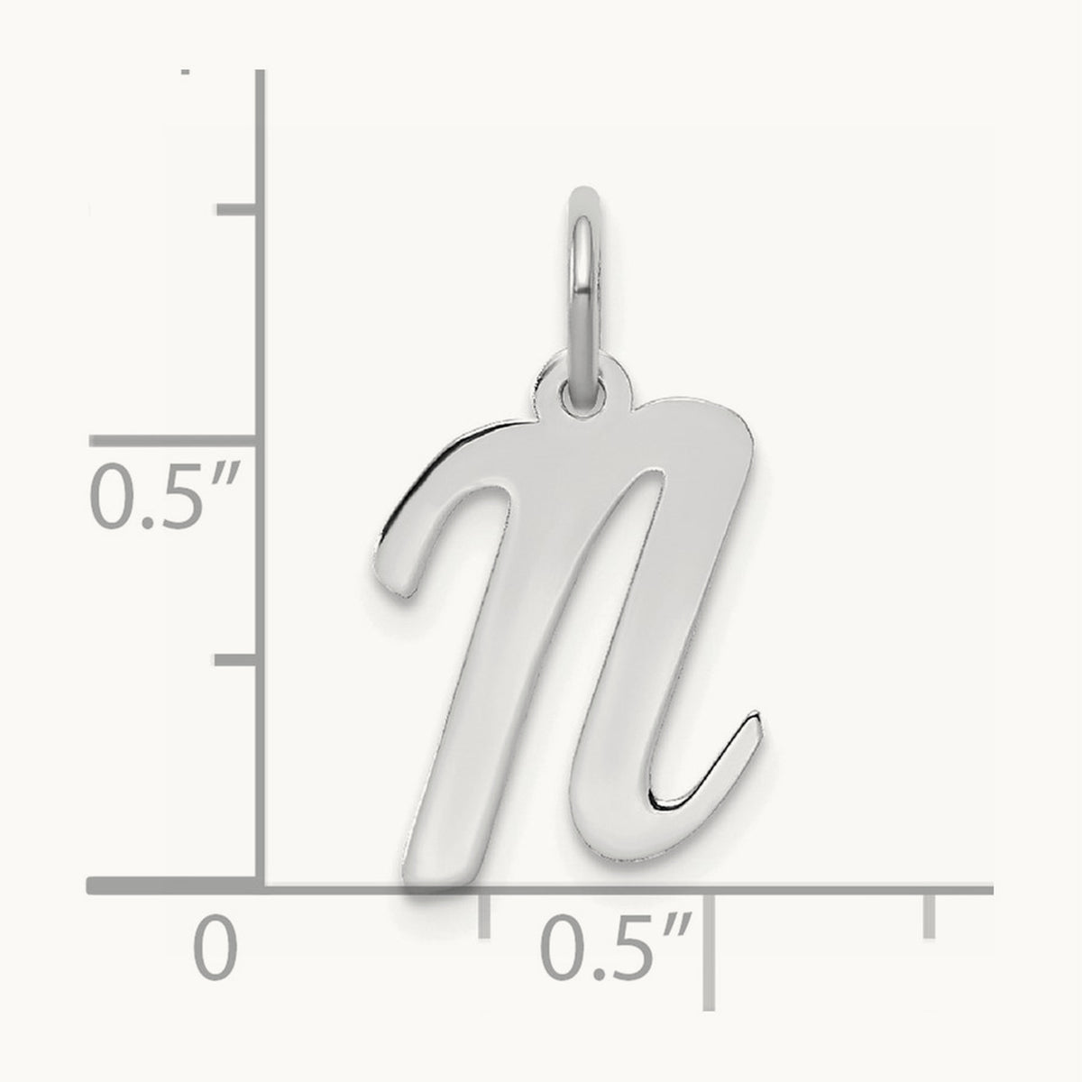 Medium Script Initial Charm — 14K White Gold, N