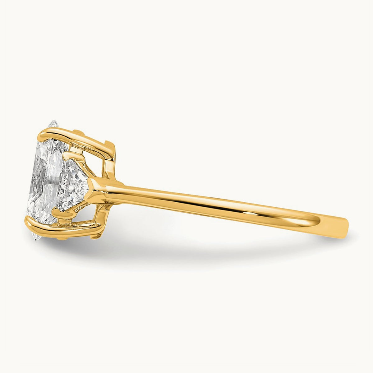 Oval & Trillion 3 Stone Engagement Ring, 1.50-4.00 ct tw Lab-Grown Diamond — 2 ct, 14K Yellow Gold