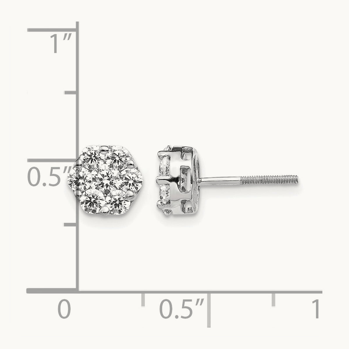 Diamond Cluster Screwback Earrings — 8mm