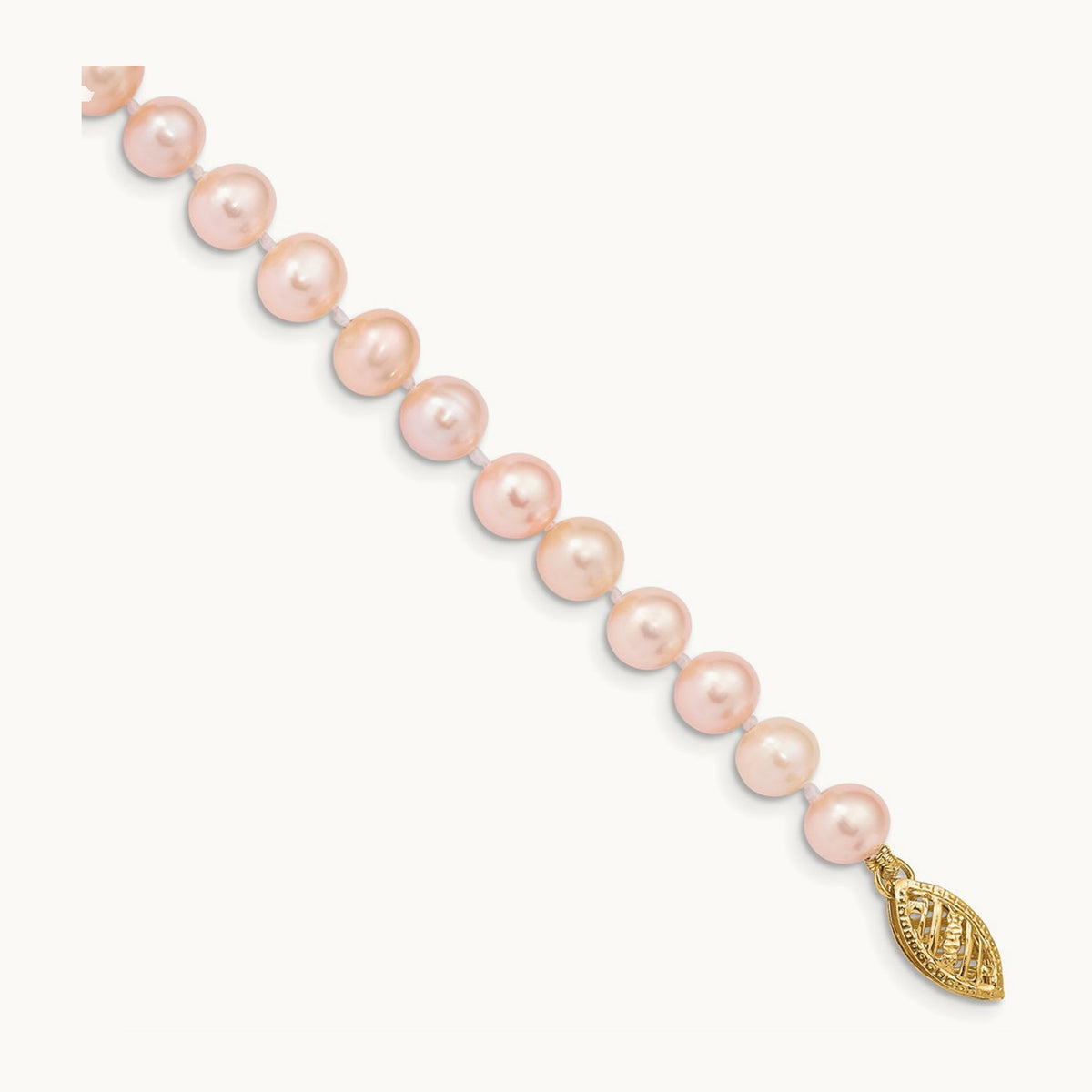 5- Pink Near Round Freshwater Cultured Pearl Bracelet, 6mm, 14K