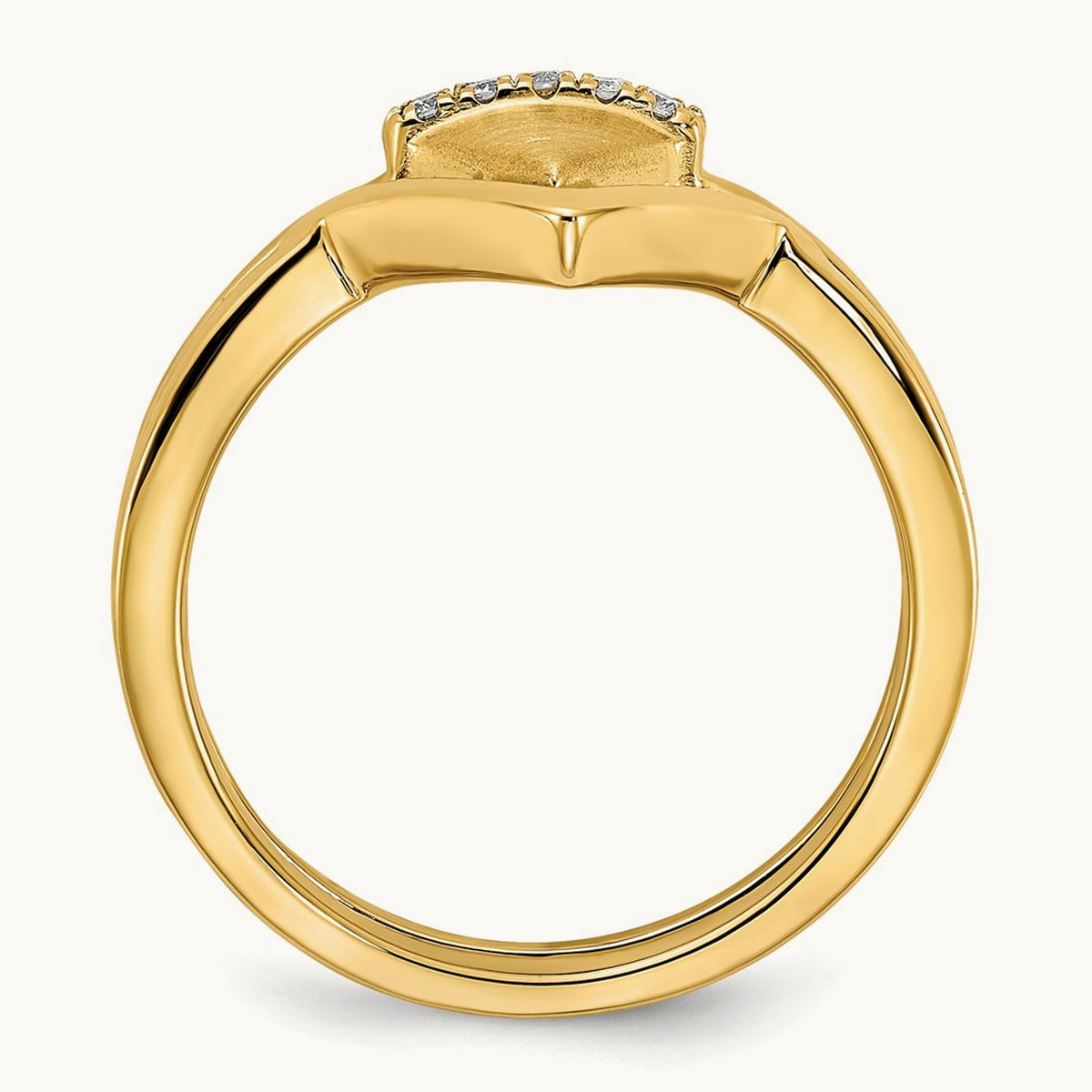 Satin and Polished Diamond Double Triangle Ring, 14K