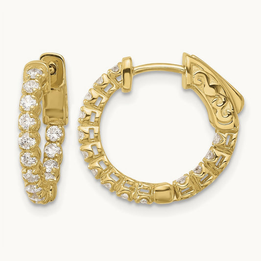 .56ct 28- In/Out Hoop w/ Safety Clasp Diamond Earrings, 1.75mm, 14K