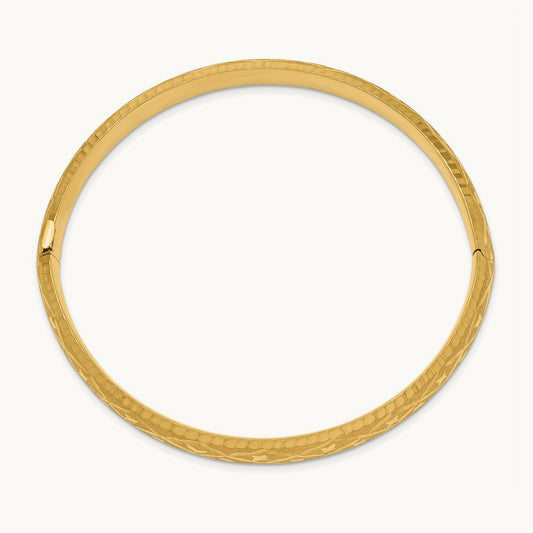 5/16 Diamond-cut Fancy Hinged Bangle Bracelet, 14K