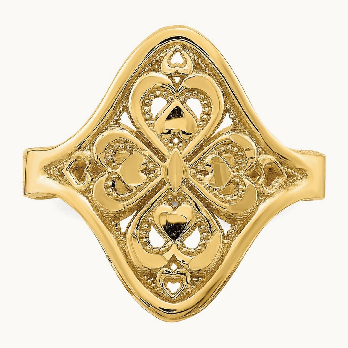 Diamond-cut Filigree Ring, 14K