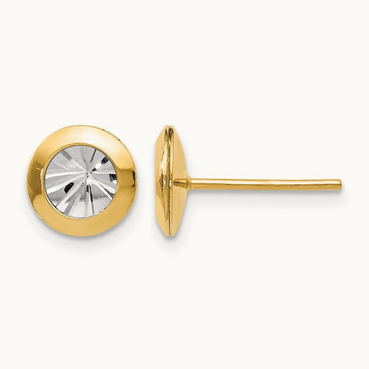 Rhodium and Polished and D/C Post Earrings, 14K — Leslie's