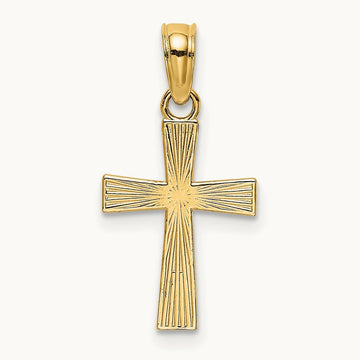 Small Textured Cross Charm, 14K