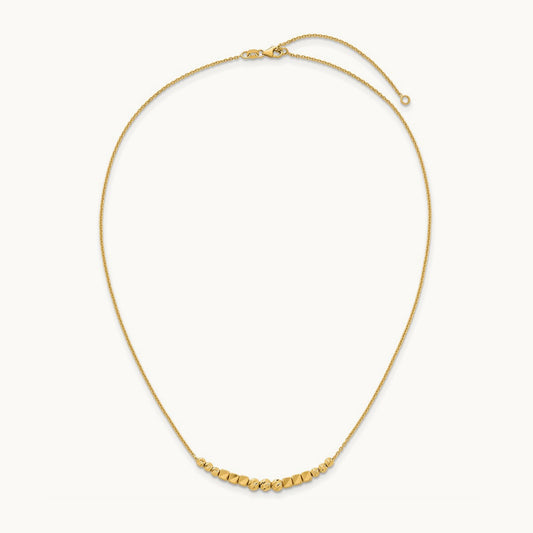 Polished Diamond-cut and Beaded 16in w/ 2in Ext Necklace, 14K