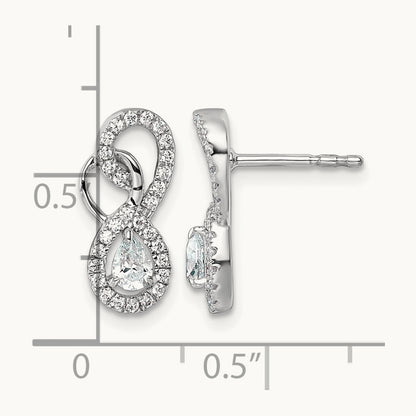 Polished Diamond Infinity Drop Post Earrings, 14K White Gold