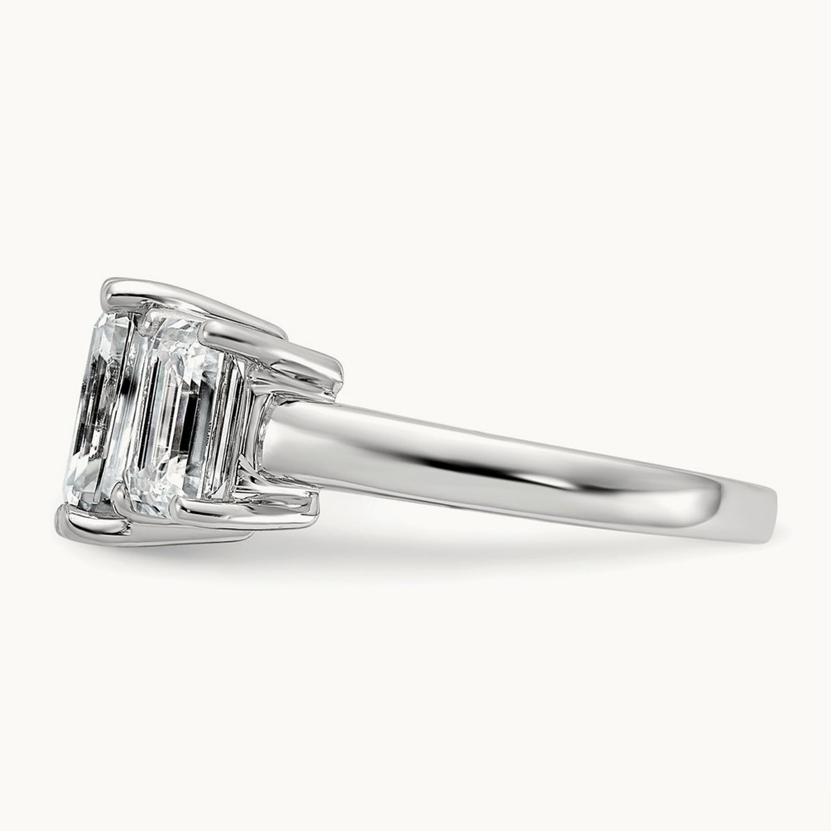 Emerald 3 Stone Engagement Ring, 1.50-4.25 ct tw Lab-Grown Diamond — 2 1/2 ct, 14K White Gold