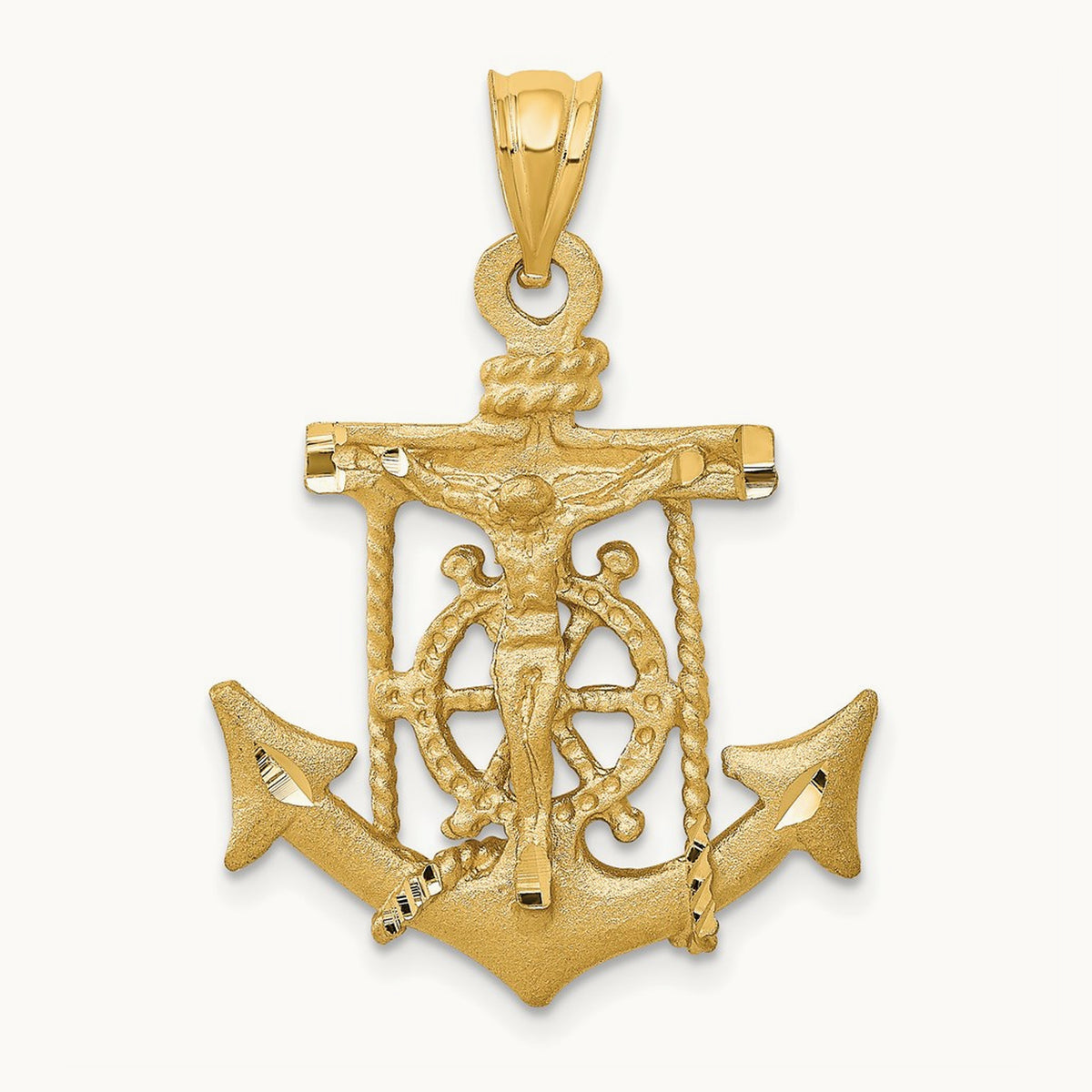 Mariners Crucifix Pendant — 14K Yellow Gold, 28mm