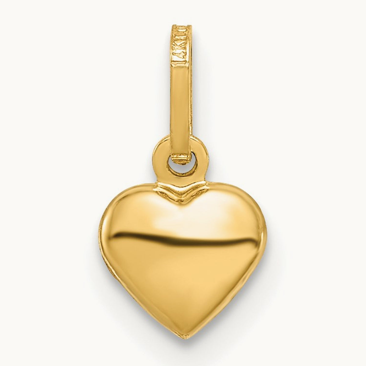 Polished 3-D Heart Charm — 14K Yellow Gold