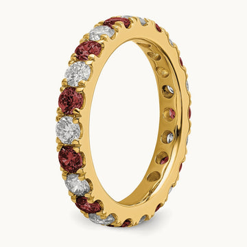 Created Ruby Eternity Band, 1.00-1.25 ct tw Lab-Grown Diamond — 14K Yellow Gold
