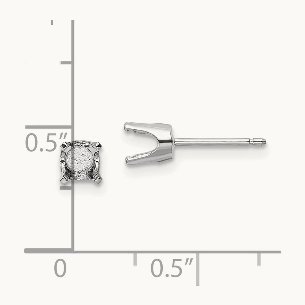 Setting: Round Stud Earring Mounting with backs — 14K White Gold