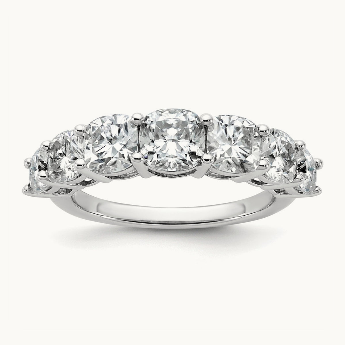 Cushion 7 Stone Band, 1.50-3.25 ct tw Lab-Grown Diamond — 3 1/3 ct, 14K White Gold