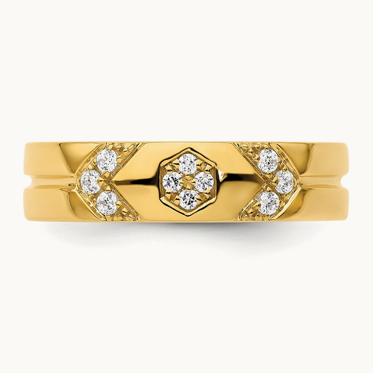 Hexagon Diamond Womens Complete Wedding Band, 14K