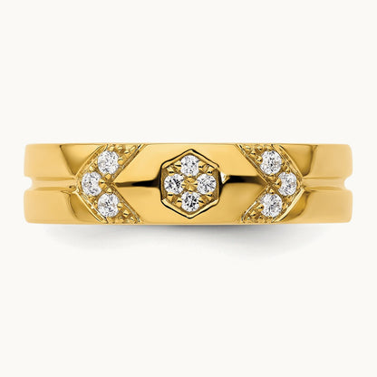 Hexagon Diamond Womens Complete Wedding Band, 14K
