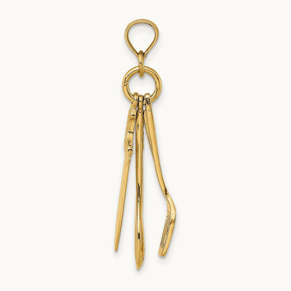 3-D Moveable Spatula, Spoon, and Knife Charm, 14K