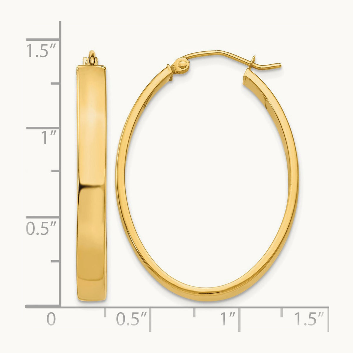 Lightweight Oval Hoop Earrings — 25mm
