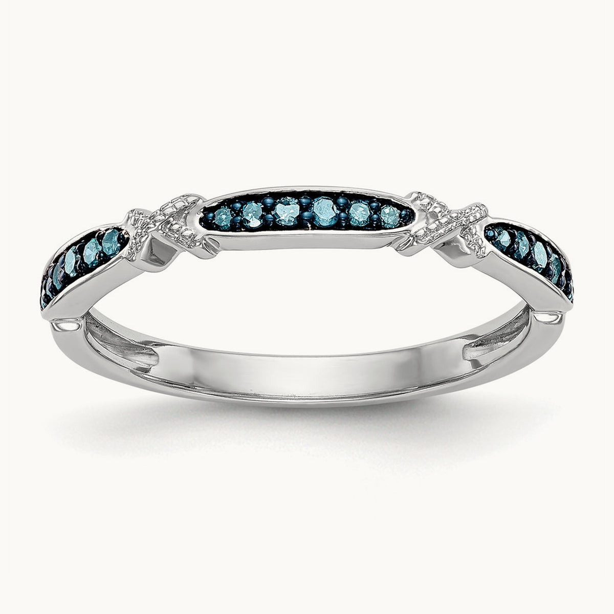 Blue Diamond Band, 14K White Gold