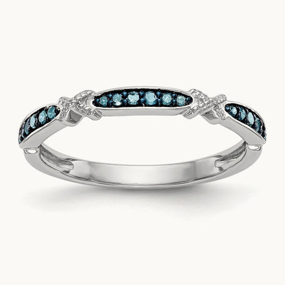 Blue Diamond Band, 14K White Gold