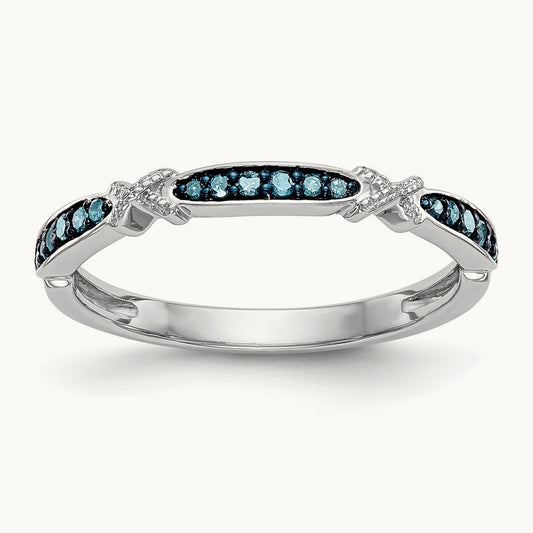Blue Diamond Band, 14K White Gold
