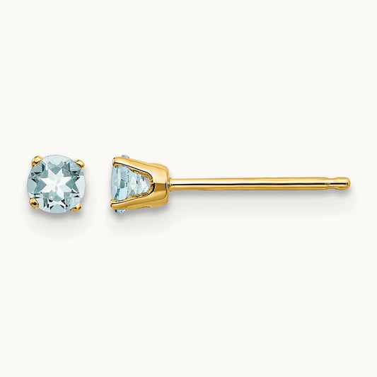March/Aquamarine Post Earrings — 3mm
