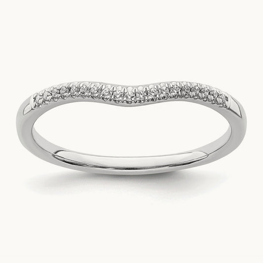 Diamond Contoured Wedding Band, 14K White Gold