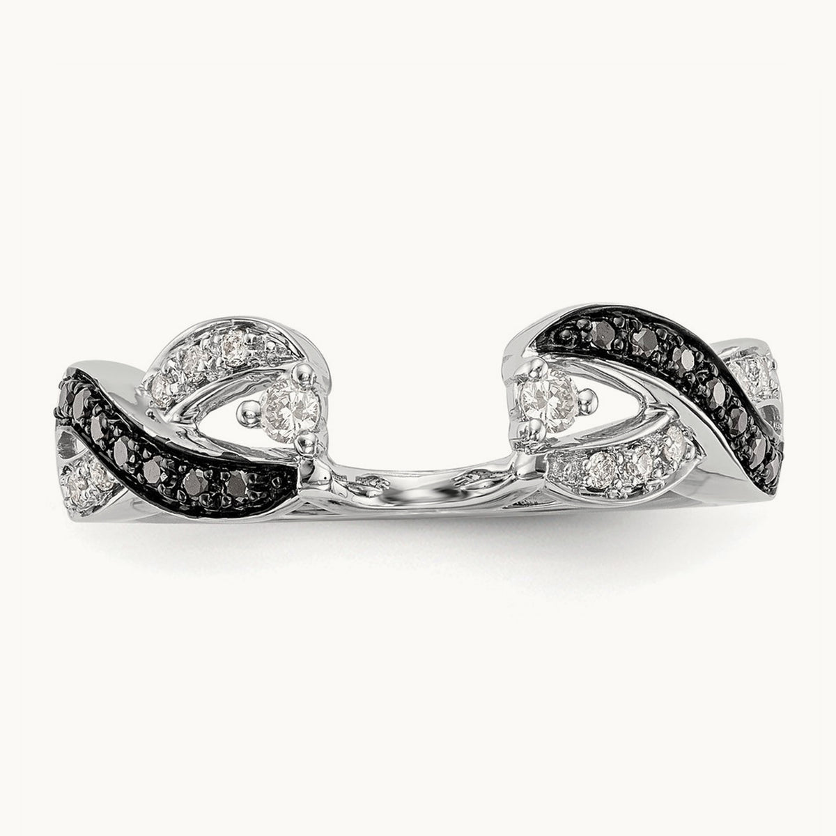 Black and White Diamond Wrap, 14K White Gold