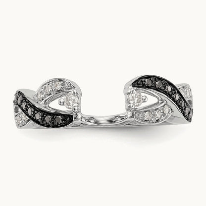 Black and White Diamond Wrap, 14K White Gold
