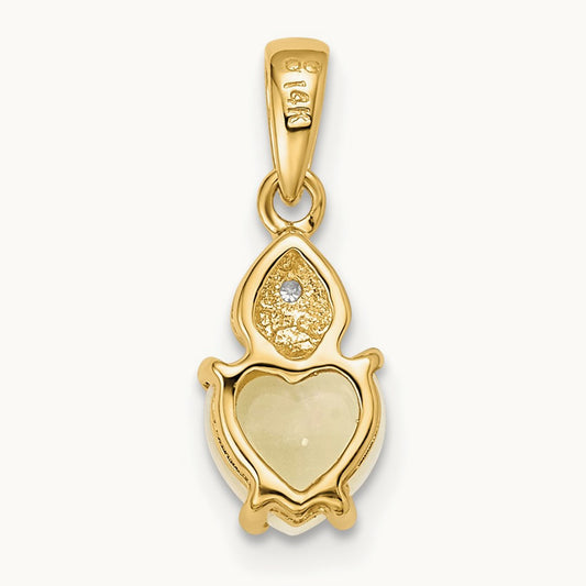 Diamond and Genuine Opal Polished Heart Pendant, 14K