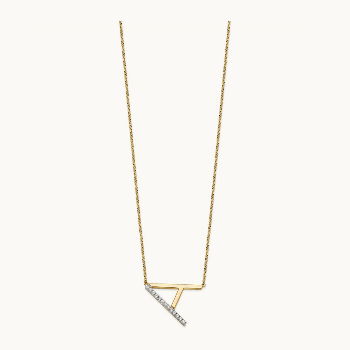 Sideways Diamond Necklace — 14K Yellow Gold, A