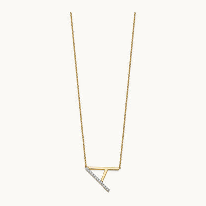 Sideways Diamond Necklace — 14K Yellow Gold, A