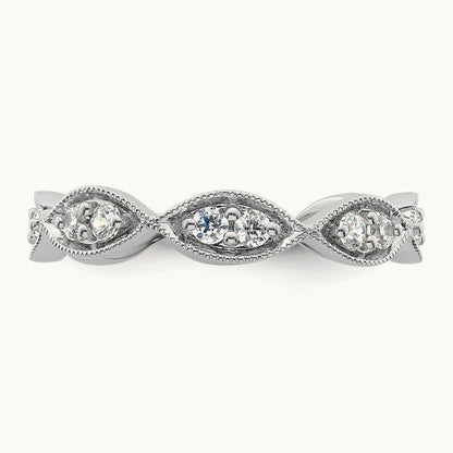 Polished Vintage Pave Diamond Eternity Band, 14K Gold in 14K White Gold