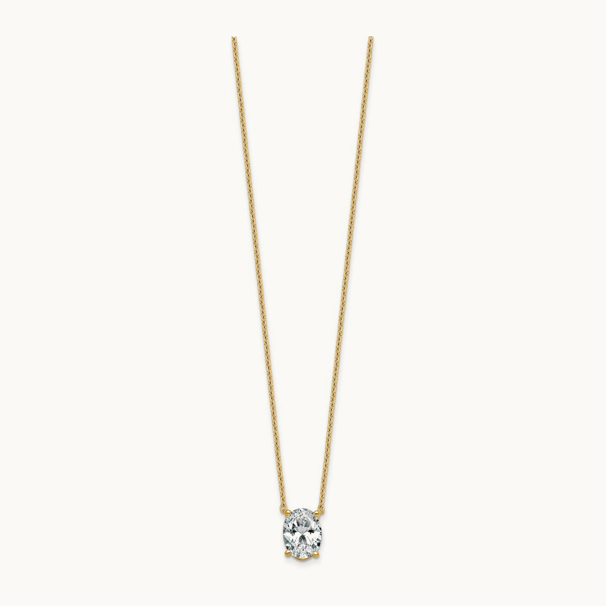 Oval Pendant Necklace, 0.25-4.00 ct tw Lab-Grown Diamond — 2 1/2 ct, 14K Yellow Gold
