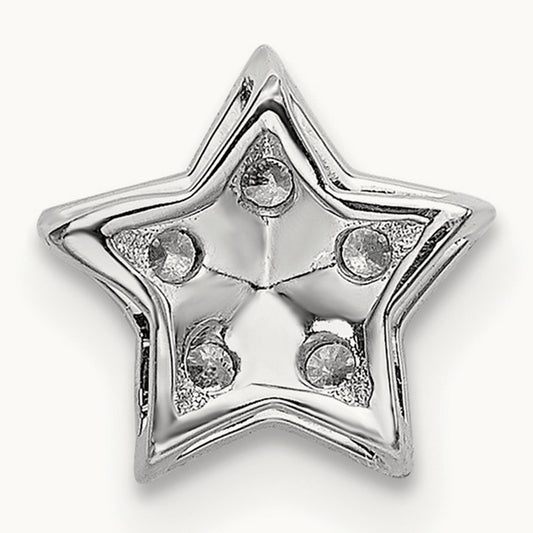 Diamond Star Chain Slide Pendant, 14K White Gold
