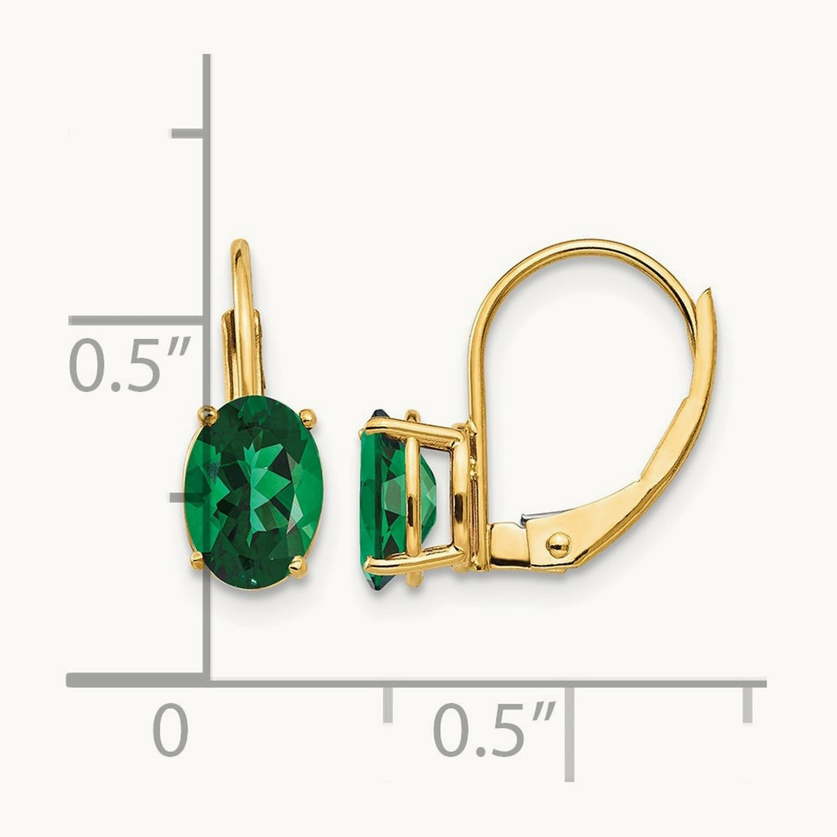 7x5mm Oval Mount St. Helens Leverback Earrings, 14K