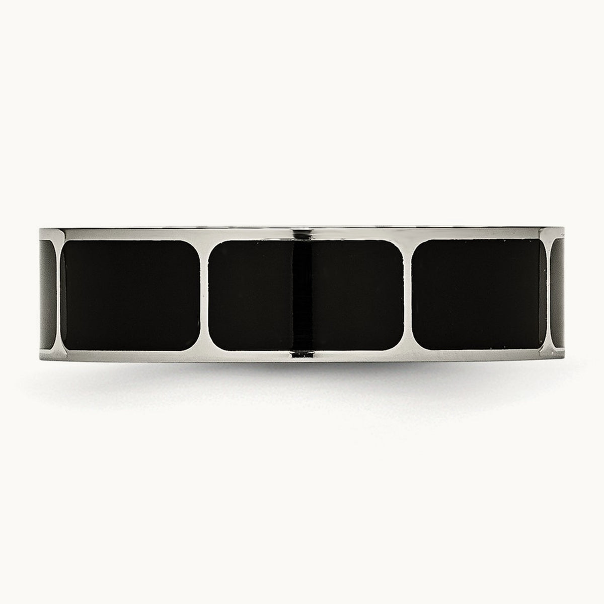 Polished Black Enamel Flat Band, 6mm, Titanium