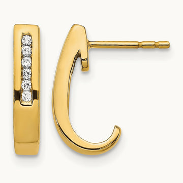 Diamond J-Hoop Post Earrings — photo set