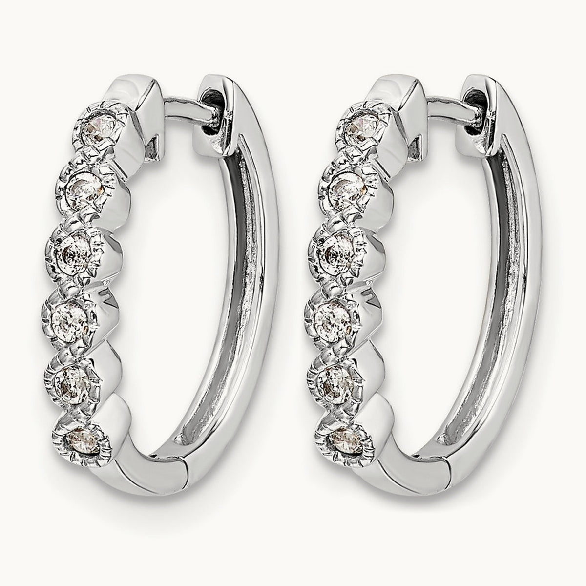 Diamond Hinged Hoop Earrings — 14K White Gold