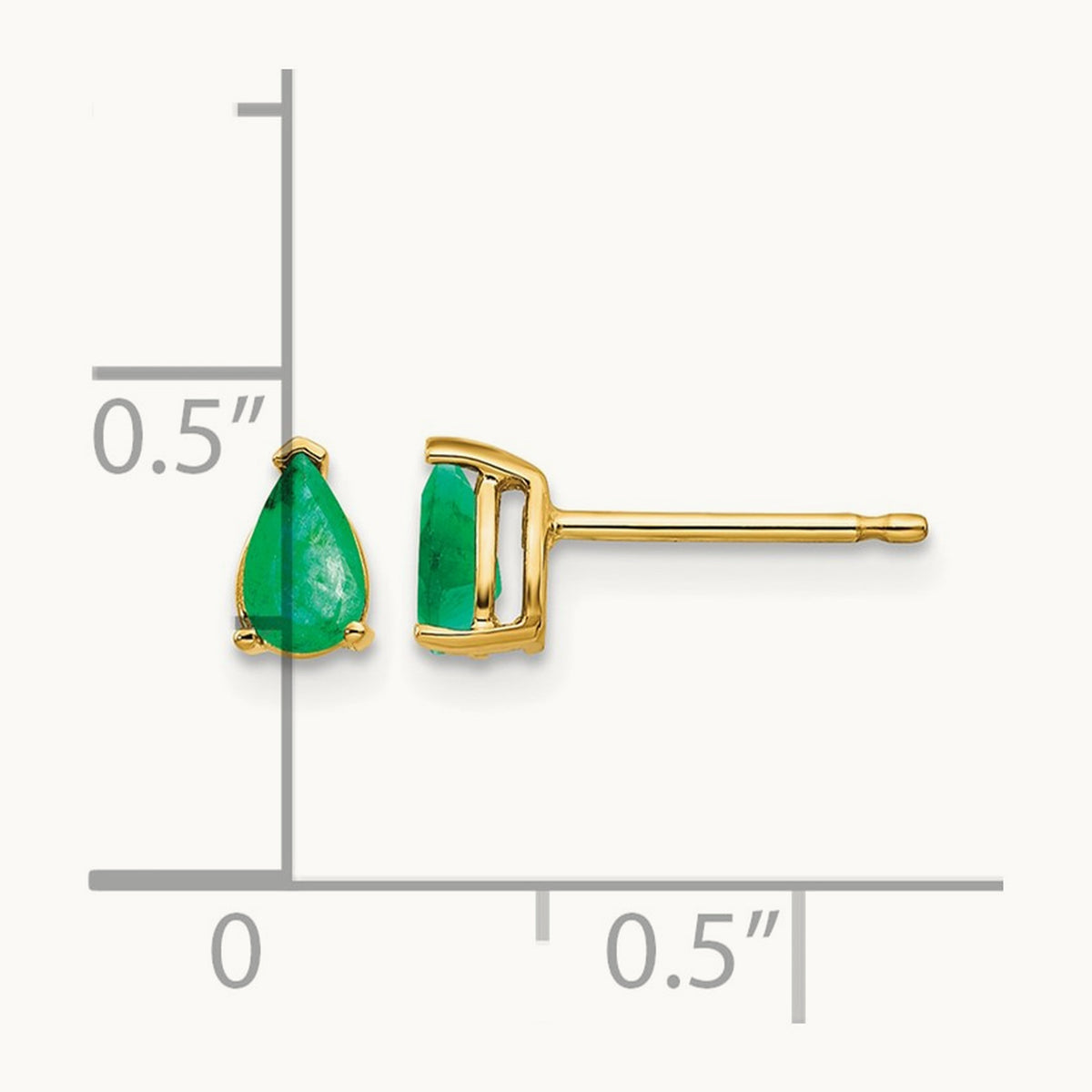 Emerald Post Earrings, 14K