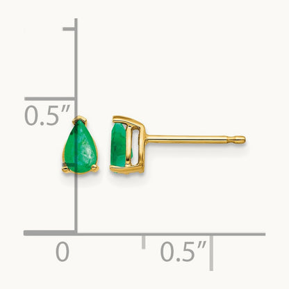 Emerald Post Earrings, 14K