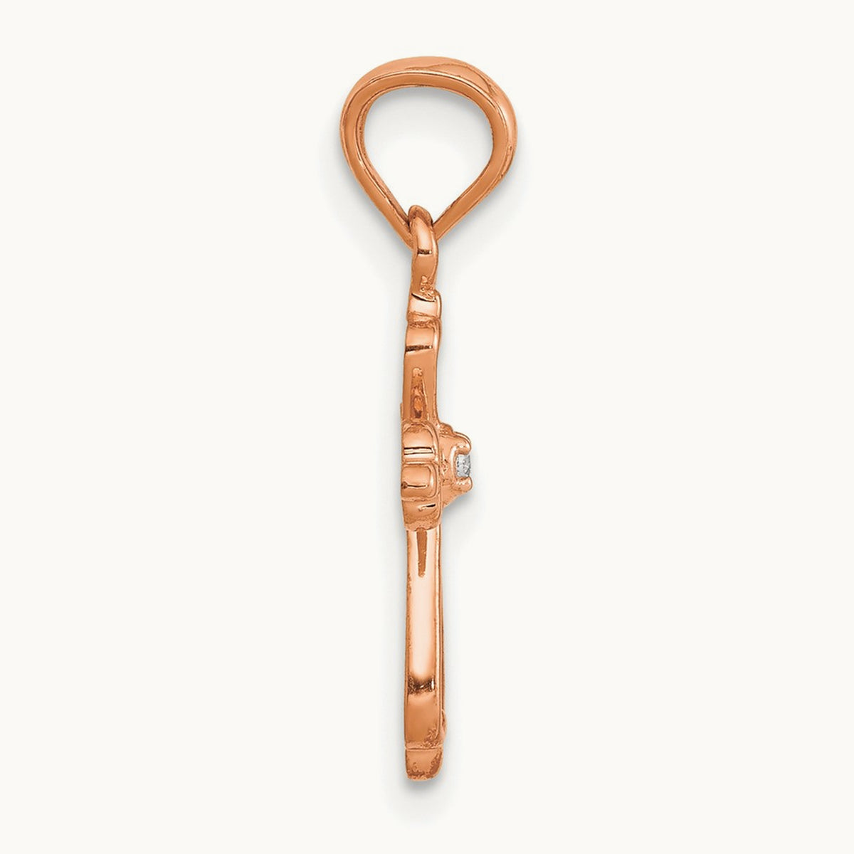Diamond Accented Cross Pendant — 14K Rose Gold, 21.5mm
