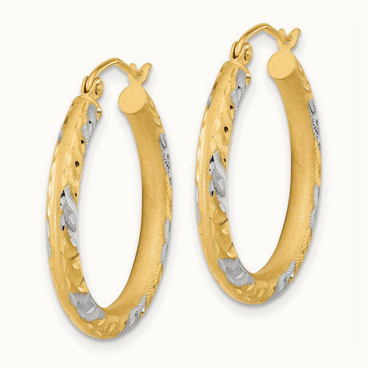 Diamond-cut Satin Hoop Earrings — 26.75mm