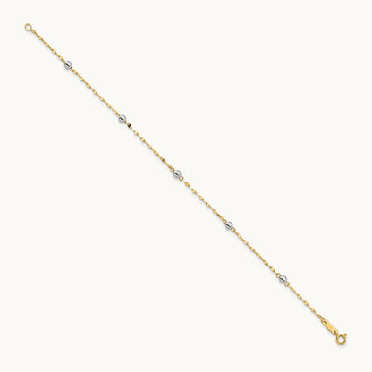 Polished Bead Bracelet, 14K Two Tone
