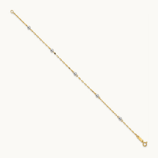 Polished Bead Bracelet, 14K Two Tone