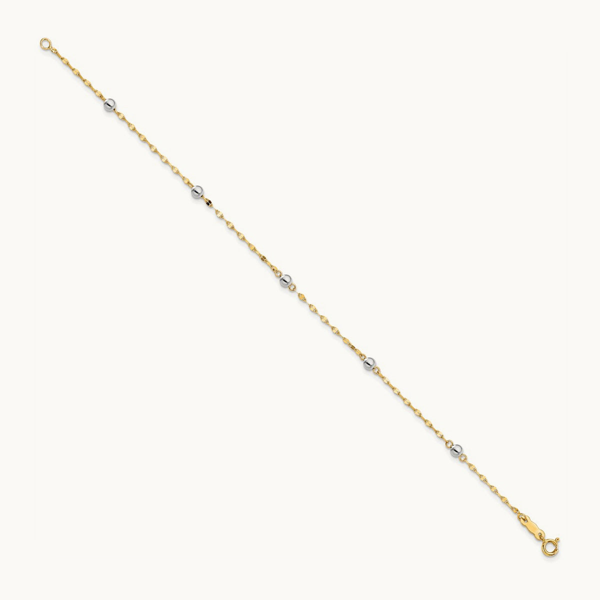 Polished Bead Bracelet, 14K Two Tone