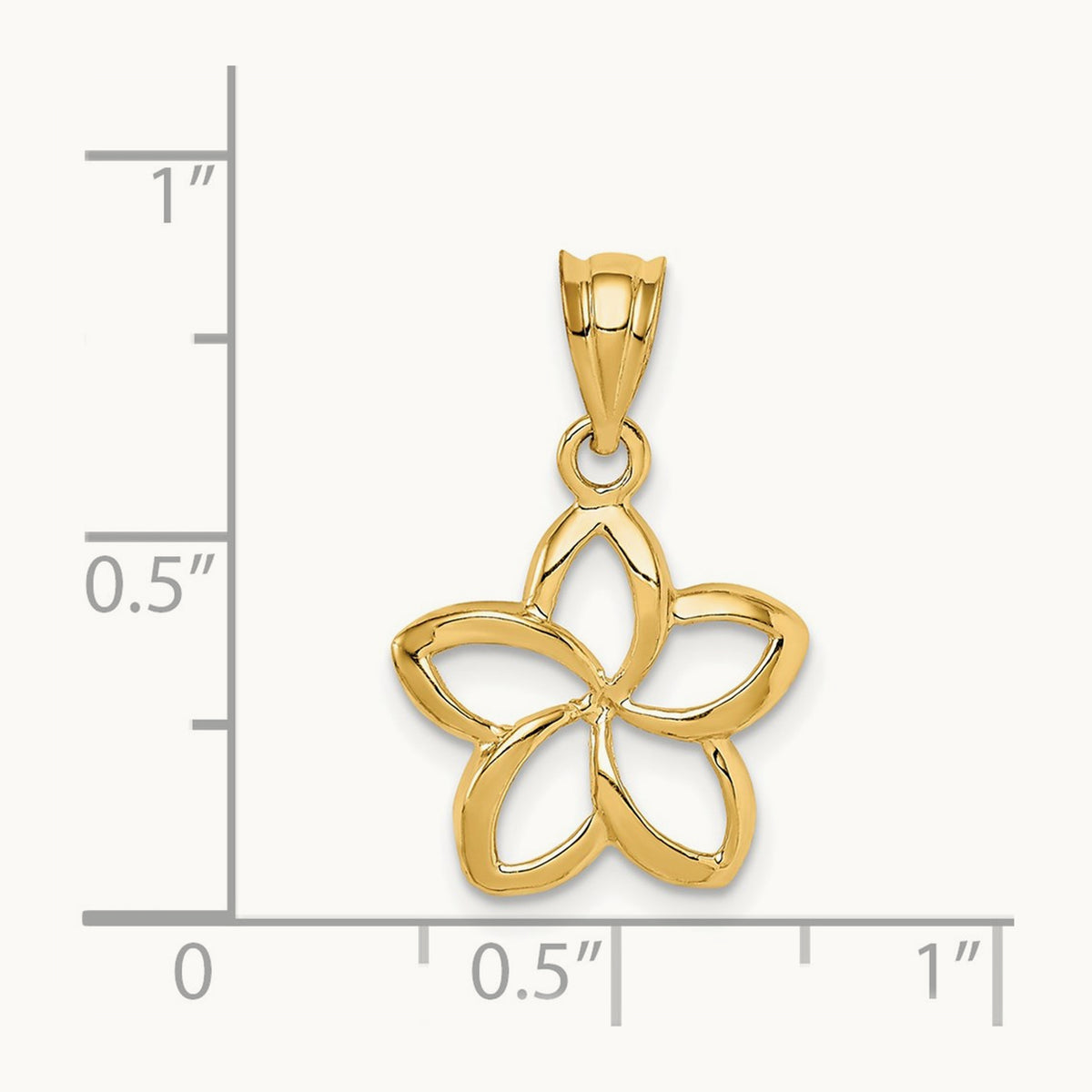 Polished Small Cut-out Plumeria Pendant, 14K