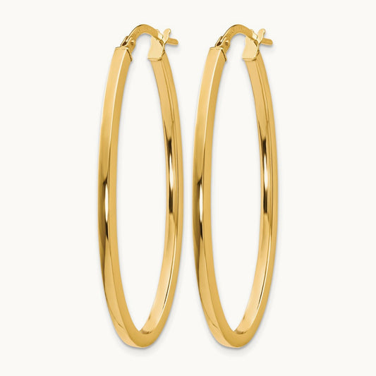 Polished Oval Hinged Hoop Earrings — Leslie's — 10K Yellow Gold, 41mm