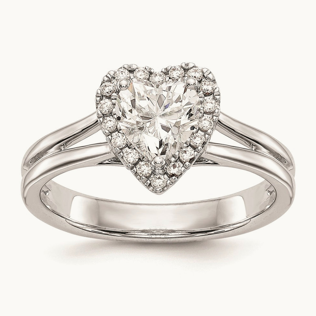 Heart Halo Semi-Mount Split Shank Engagement Ring, 0.10 ct tw